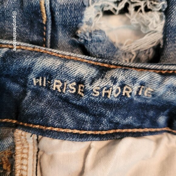 American Eagle Hi Rise Shortie Size 0 Next Level Stretch Medium Dark Wash Denim - Picture 4 of 11